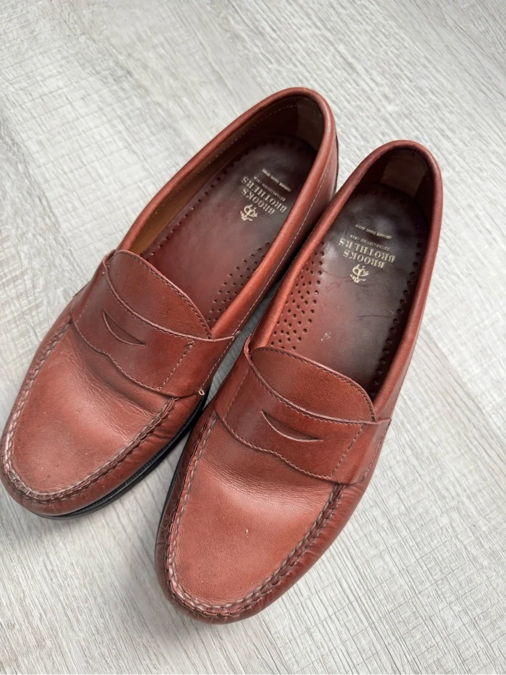 Brooks Brothers Men's Rust Brown Leather Penny Loafers